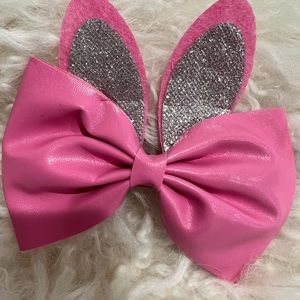 Glitter Bunny Ears Hair Bow (Pink) ( 5 inch)